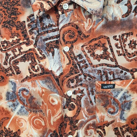 VTG Guess Shirt Mens S Georges Marciano Luxury All Over Print Button Down Resort - Picture 4 of 16
